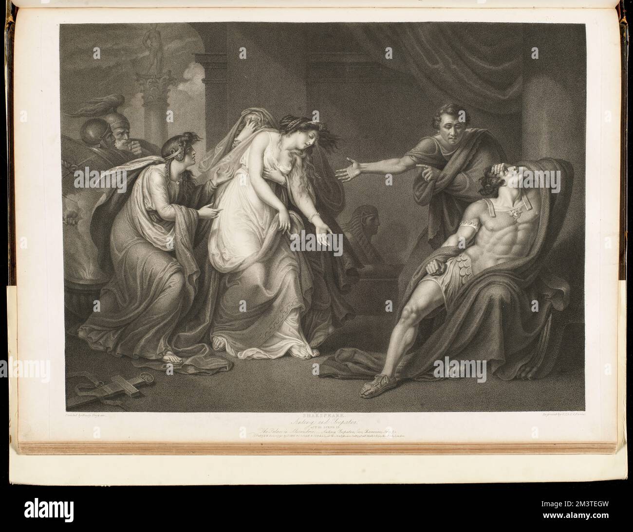 Shakspeare. Antony e Cleopatra, atto III, scena IX : il palazzo di Alessandria : Antony, Cleopatra, Eros, Charmian, Iras, ecc. , Castelli & palazzi, interni, Shakespeare, William, 1564-1616, personaggi, Shakespeare, William, 1564-1616. Antony e Cleopatra. Collezione Thomas Pennant Barton Foto Stock