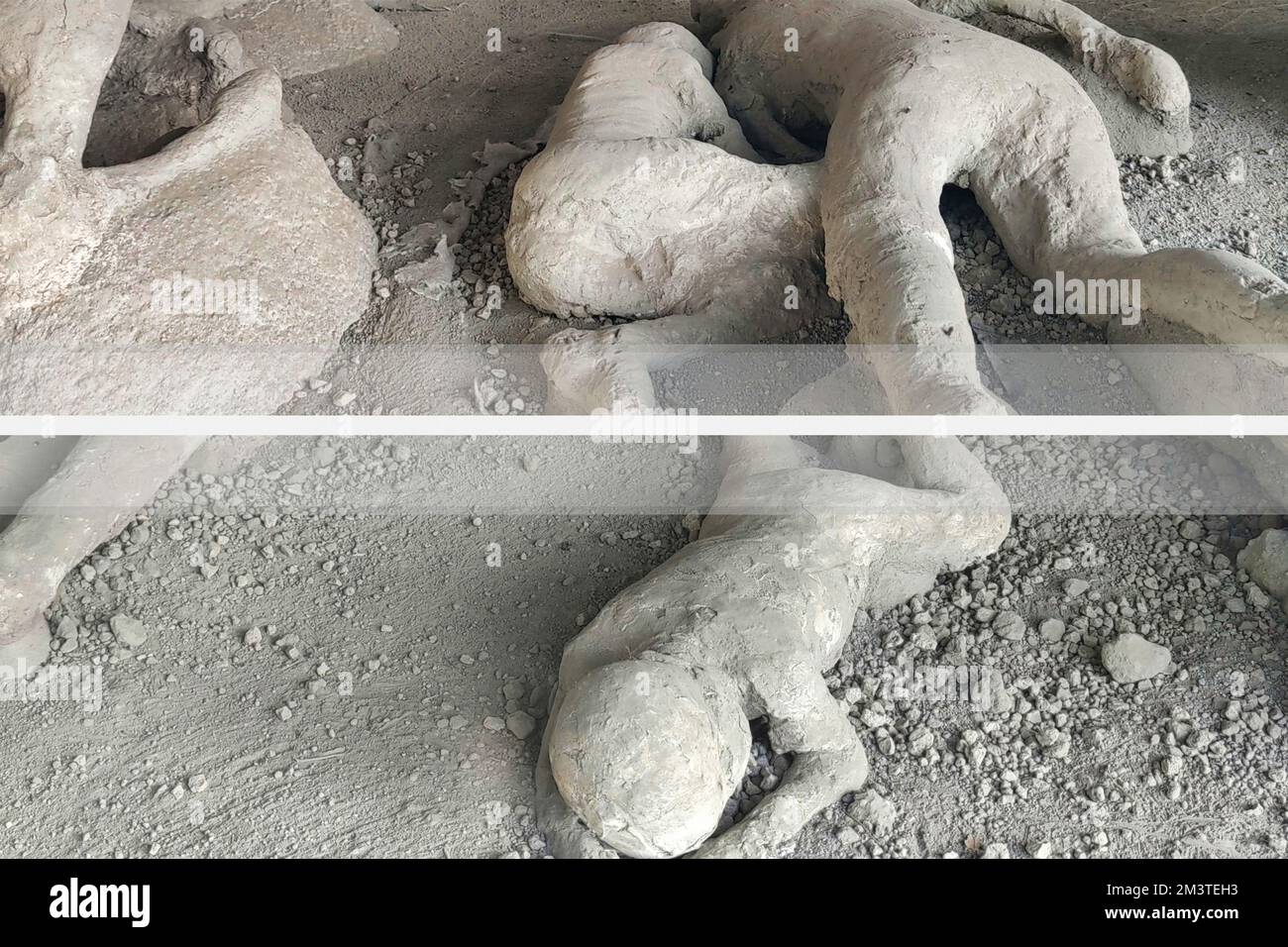 Pompei il giardino dei fuggitivi all'interno del quale sono state trovate 13 vittime, adulti e bambini, catturati dalla morte mentre cercavano di sfuggire alla furia del Vesuvio Foto Stock