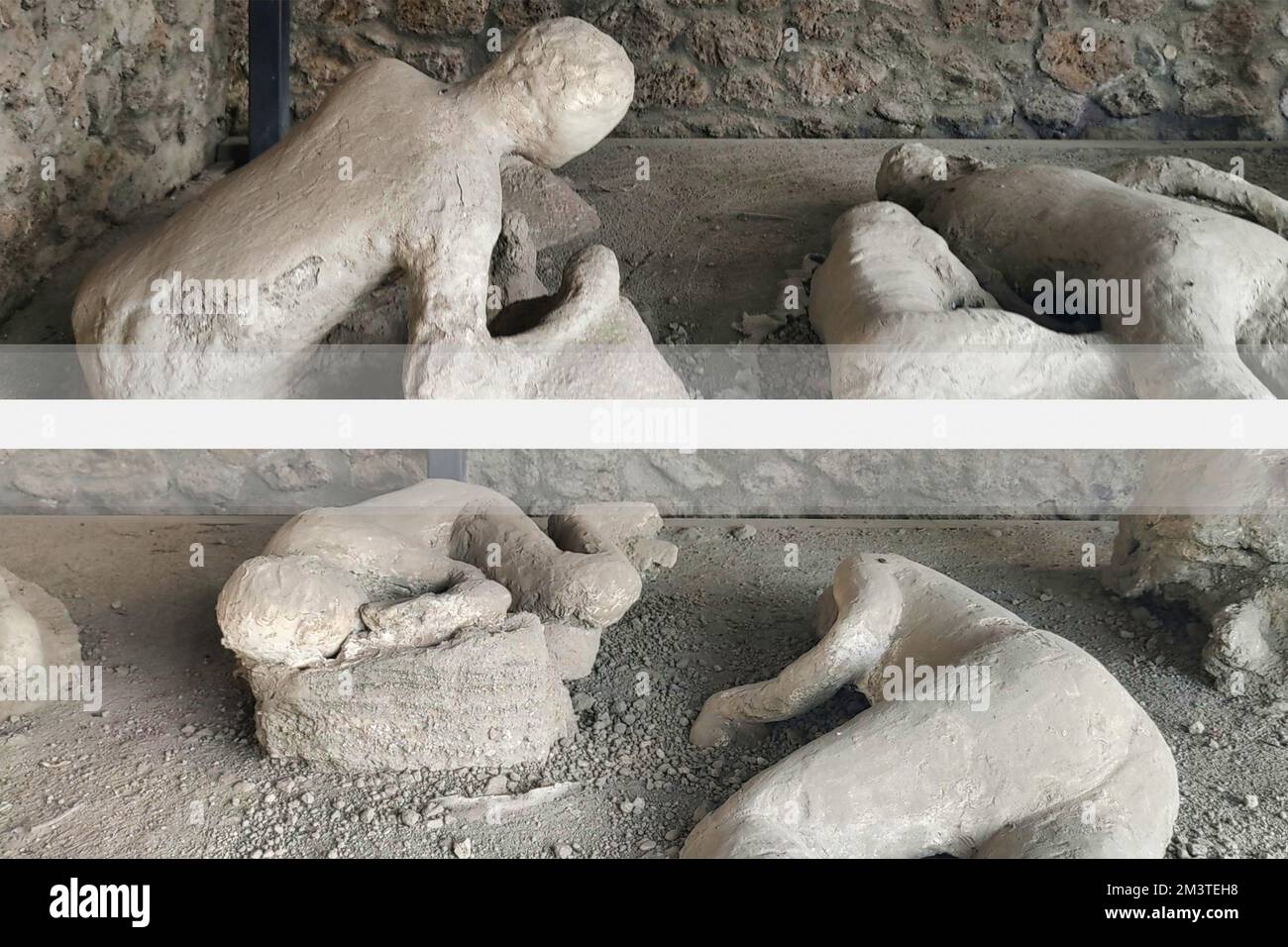 Pompei il giardino dei fuggitivi all'interno del quale sono state trovate 13 vittime, adulti e bambini, catturati dalla morte mentre cercavano di sfuggire alla furia del Vesuvio Foto Stock
