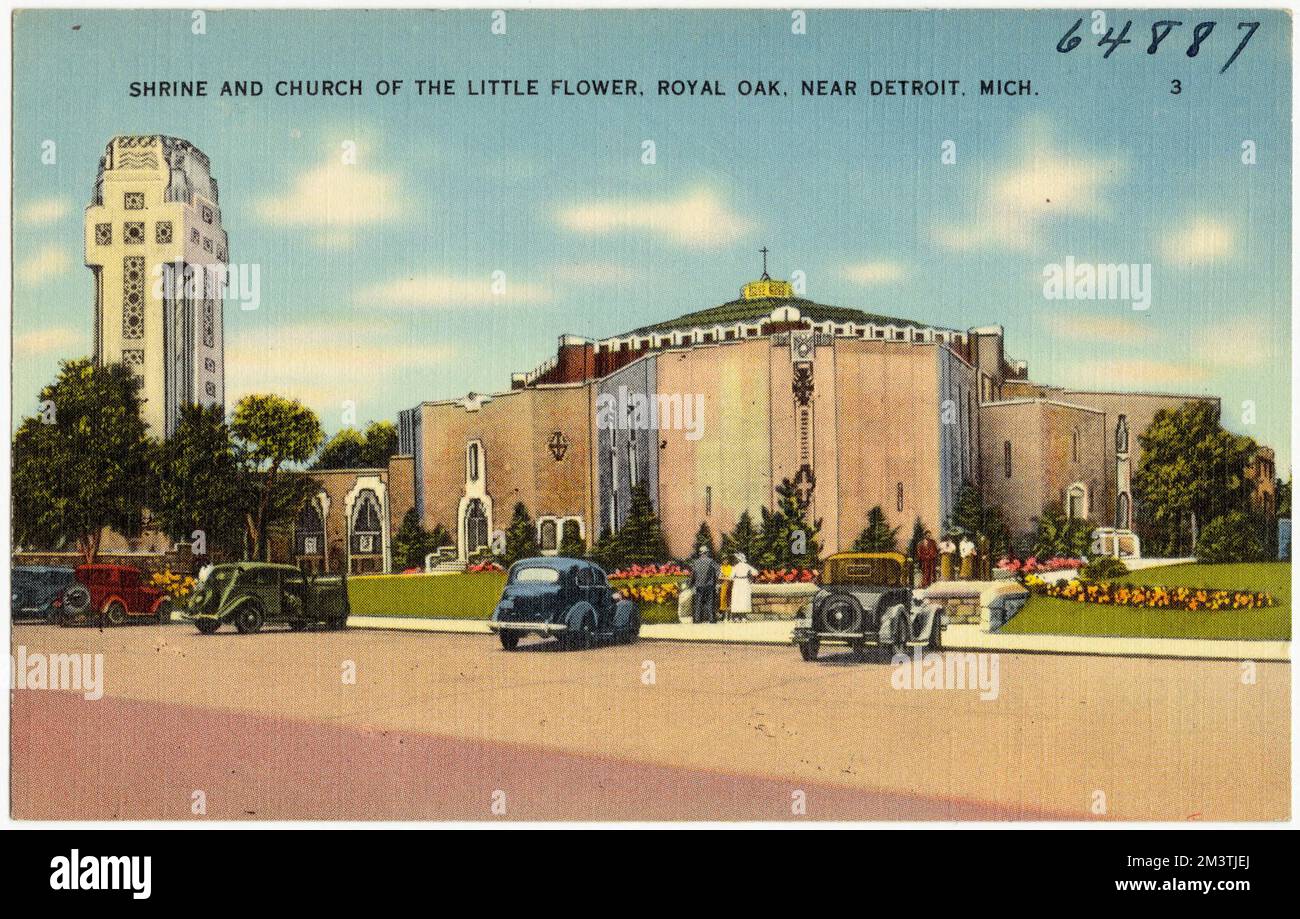 Santuario e Chiesa del piccolo fiore, Royal Oak, vicino a Detroit, Michigan. , Chiese, Tichnor Brothers Collection, cartoline degli Stati Uniti Foto Stock