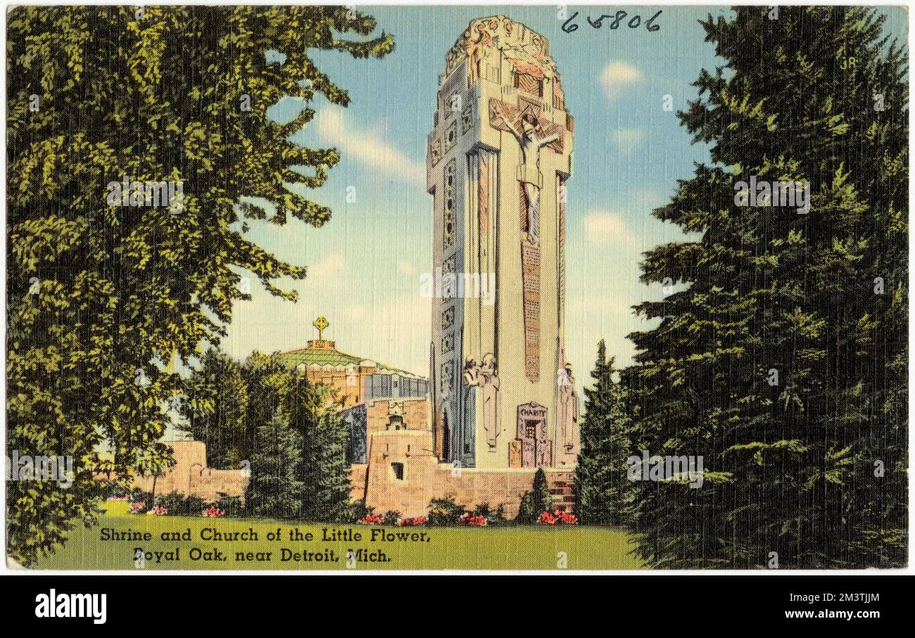 Santuario e Chiesa del piccolo fiore, Royal Oak, vicino a Detroit, Michigan. , Chiese, Tichnor Brothers Collection, cartoline degli Stati Uniti Foto Stock