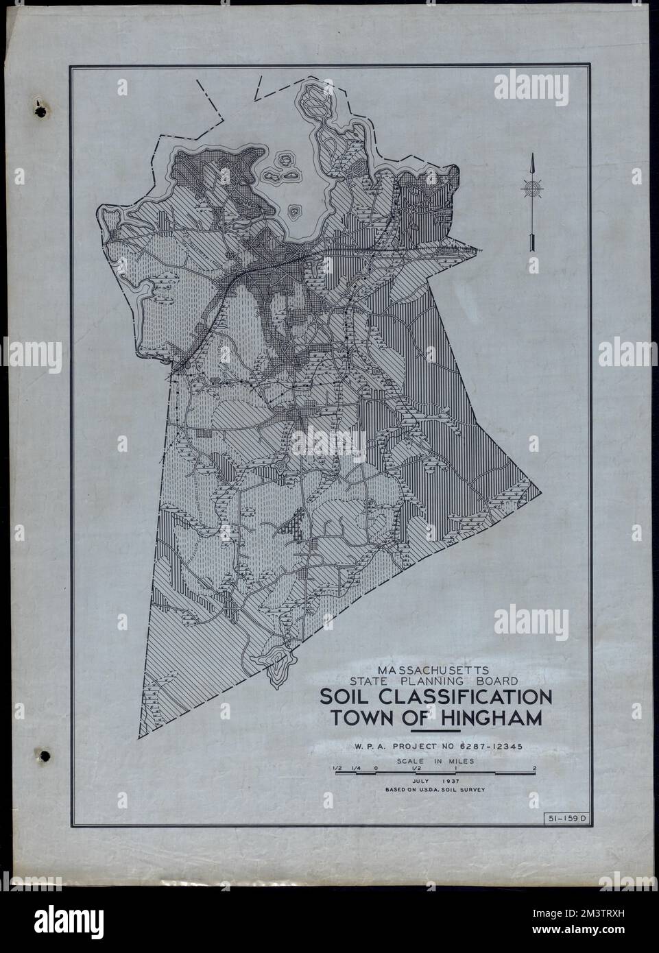 Classificazione del suolo Città di Hingham , strade, città, mappatura dell'uso del suolo, mappatura del suolo, Stati Uniti. Works Progress Administration, Stati Uniti. Amministrazione dei progetti di lavoro. Massachusetts. Consiglio di pianificazione statale Foto Stock