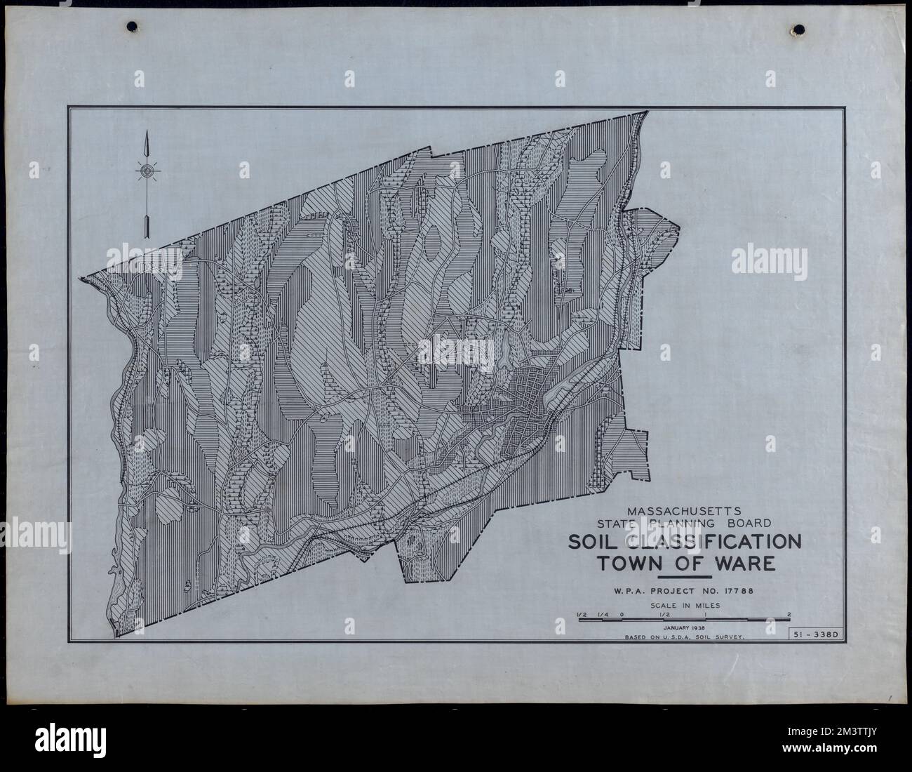 Classificazione del suolo Città di Ware , strade, città, mappatura dell'uso del suolo, mappatura del suolo, Stati Uniti. Works Progress Administration, Stati Uniti. Amministrazione dei progetti di lavoro. Massachusetts. Consiglio di pianificazione statale Foto Stock