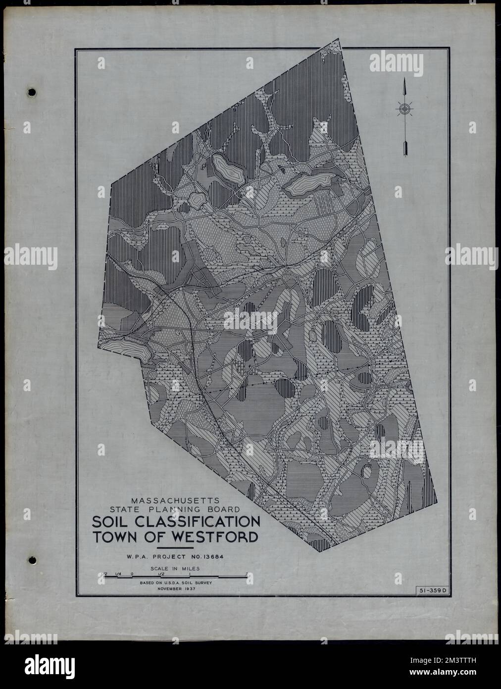Classificazione del suolo Città di Westford , strade, città, mappatura dell'uso del suolo, mappatura del suolo, Stati Uniti. Works Progress Administration, Stati Uniti. Amministrazione dei progetti di lavoro. Massachusetts. Consiglio di pianificazione statale Foto Stock