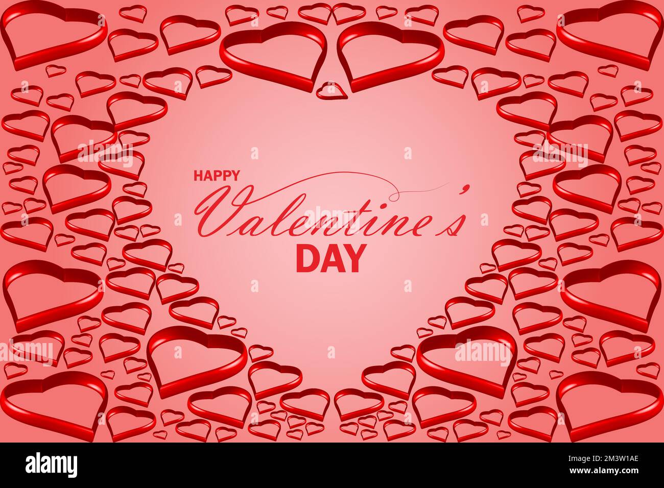 sfondo del biglietto di auguri di san valentino. Posiziona per testo. Intestazione di vendita di San Valentino o modello di voucher con cuore. bordo con contorno a cuore rosso e pastello Illustrazione Vettoriale