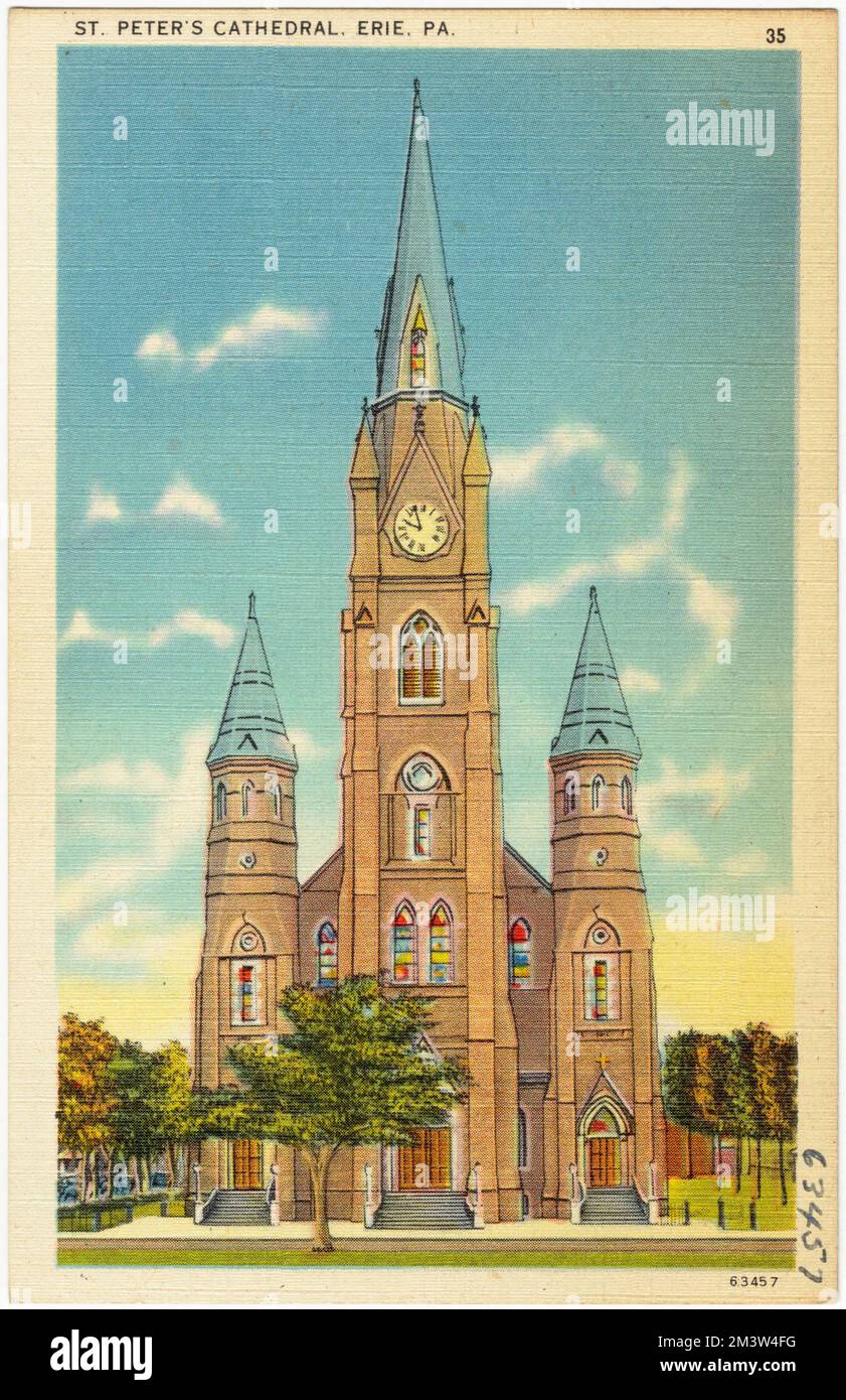 St Peter's Cathedral, Erie, PA. , Chiese, Tichnor Brothers Collection, cartoline degli Stati Uniti Foto Stock