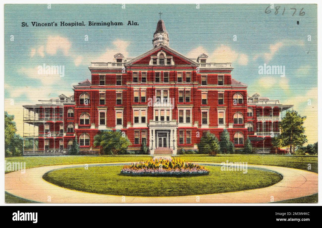 St Vincent's Hospital, Birmingham, Ala. , Ospedali, Tichnor Brothers Collection, cartoline degli Stati Uniti Foto Stock