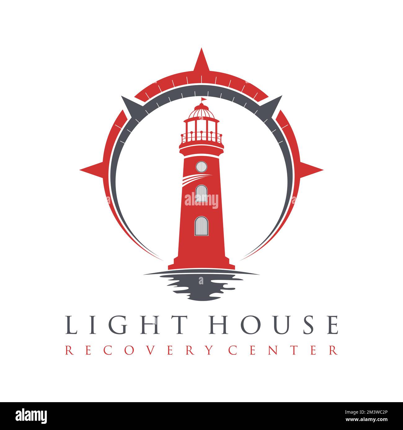 casa di luce unica con mare ombra e bussola immagine grafica icona logo design astratto concetto stock vettoriale. simbolo relativo al mare o al marinaio Illustrazione Vettoriale