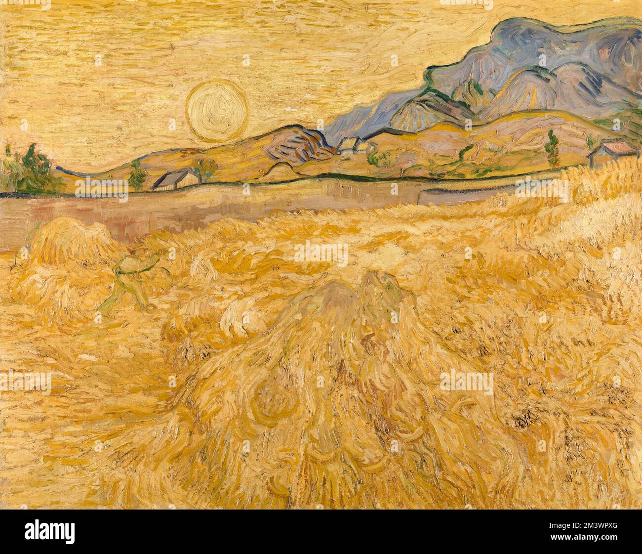 Vincent van Gogh, campo di grano con Miele e Sole, pittura di paesaggio in olio su tela, 1889 Foto Stock