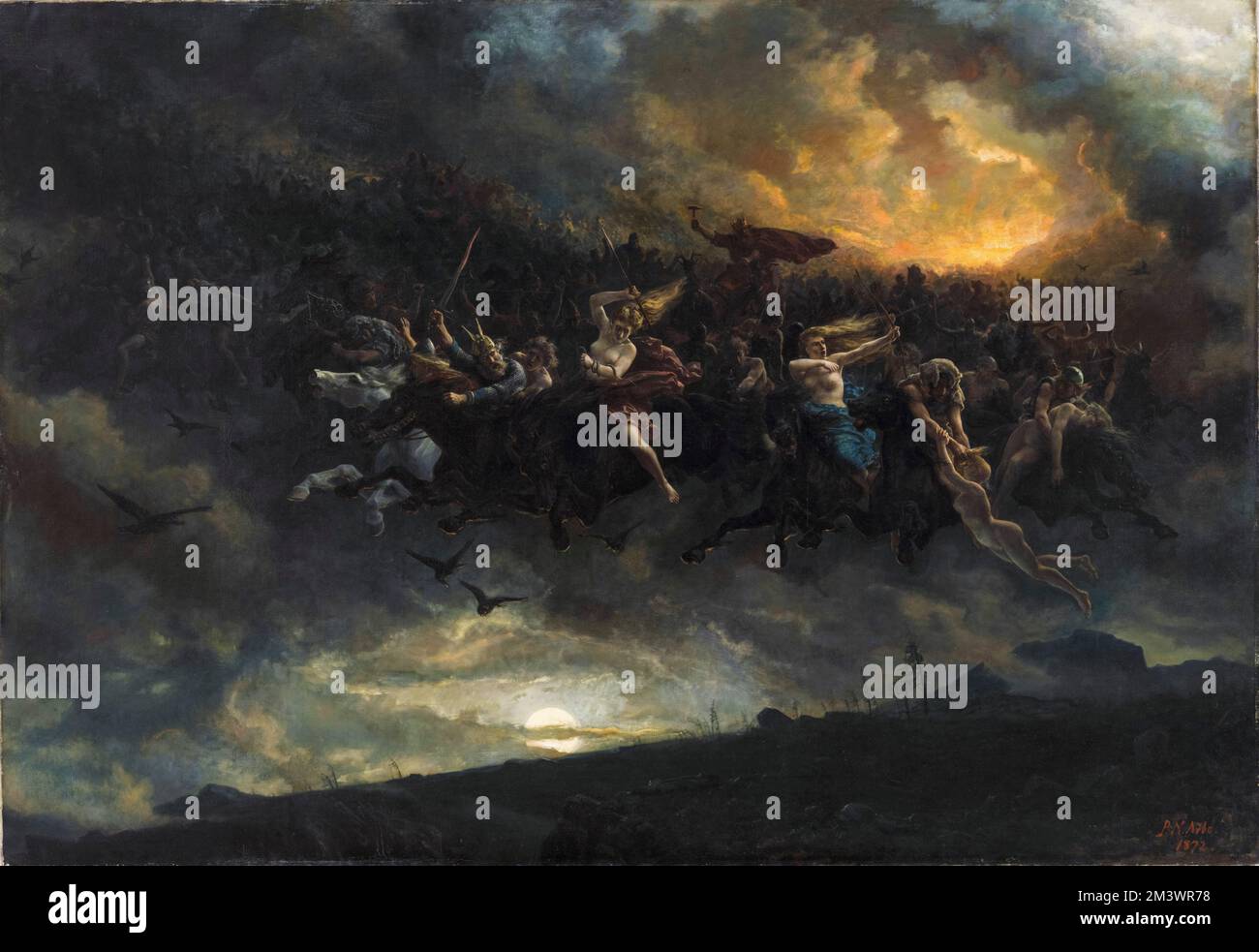 Peter Nicolai Arbo pittura, la caccia selvaggia di Odino, olio su tela, 1872 Foto Stock