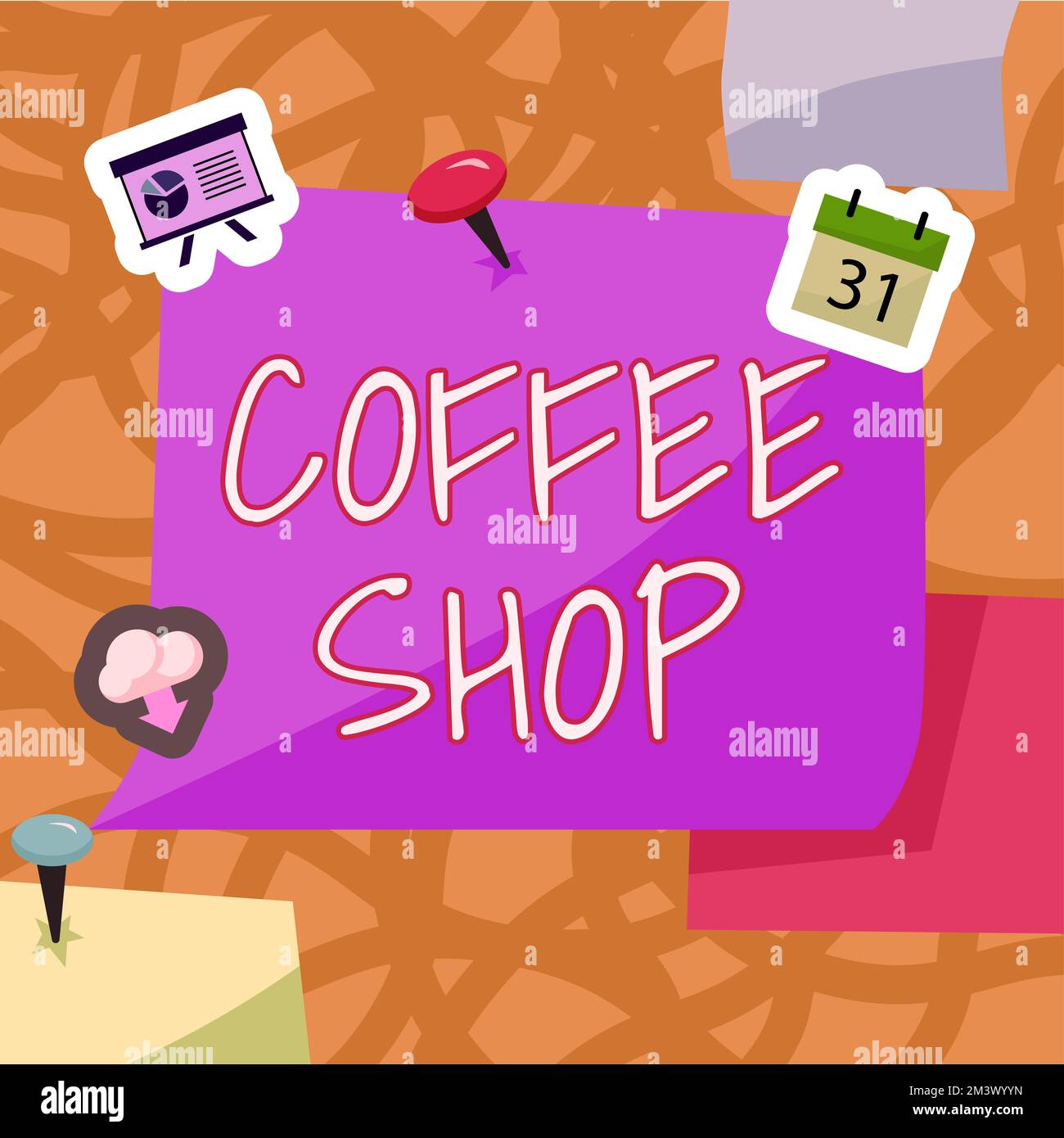 Scrittura visualizzazione testo Coffee Shop. Concetto che significa piccolo ristorante informale che serve caffè e bibite rinfrescanti Foto Stock