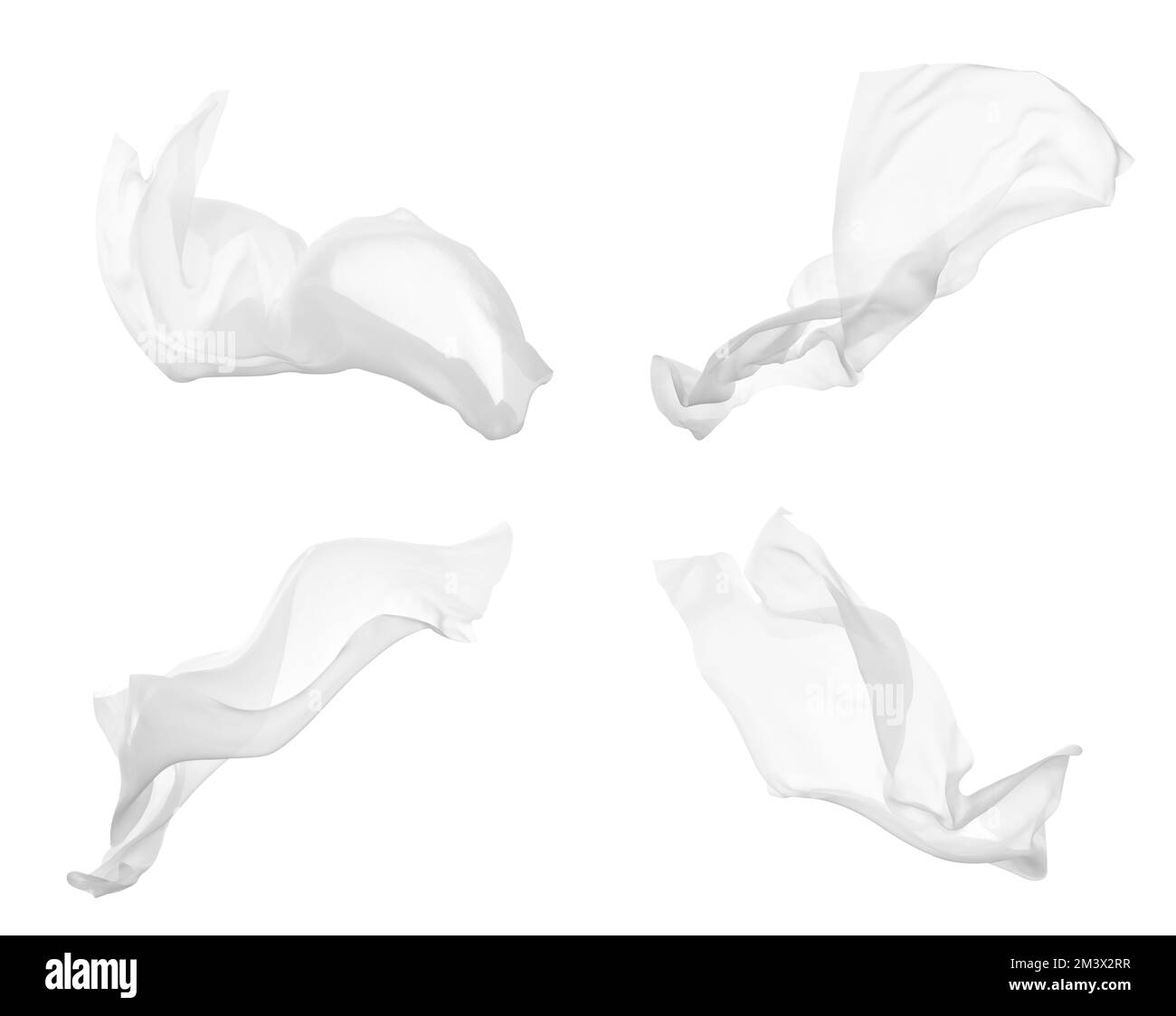 tessuto bianco tessuto vento seta onda sfondo moda satinato movimento drappeggi sciarpa volante chiffon velo Foto Stock