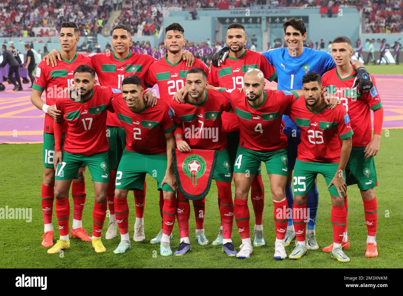 Doha, Qatar. 17th Dec, 2022. Foto della squadra del Marocco durante la Coppa del mondo FIFA Qatar 2022 3rd Play-off match tra Croazia e Marocco al Khalifa International Stadium, Doha, Qatar, il 17 dicembre 2022. Foto di Peter Dovgan. Solo per uso editoriale, licenza richiesta per uso commerciale. Non è utilizzabile nelle scommesse, nei giochi o nelle pubblicazioni di un singolo club/campionato/giocatore. Credit: UK Sports Pics Ltd/Alamy Live News Foto Stock