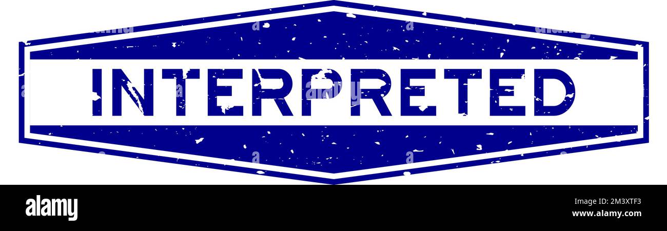 Grunge blu interpretata parola esagono guarnizione in gomma timbro su sfondo bianco Illustrazione Vettoriale