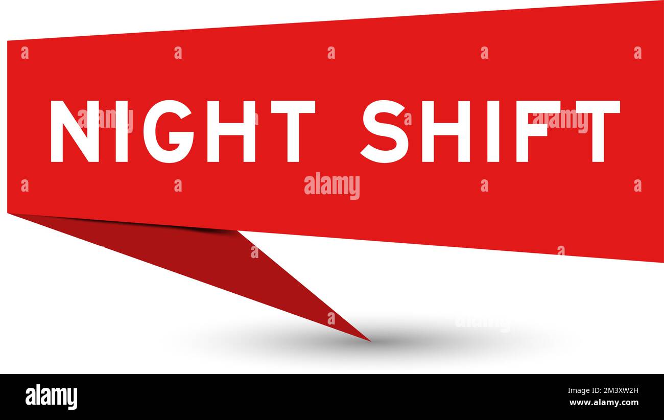 Banner vocale di colore rosso con parola spostamento notturno su sfondo bianco Illustrazione Vettoriale