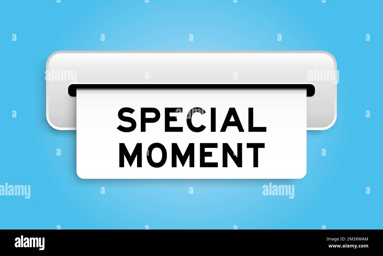 Banner coupon bianco con parola speciale momento da macchina su sfondo di colore blu Illustrazione Vettoriale