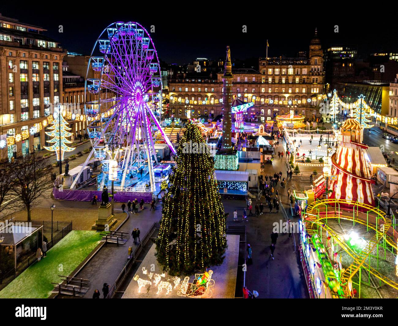 Glasgow Christmas Lights, George Square, Glasgow, Scozia, Regno Unito Foto Stock