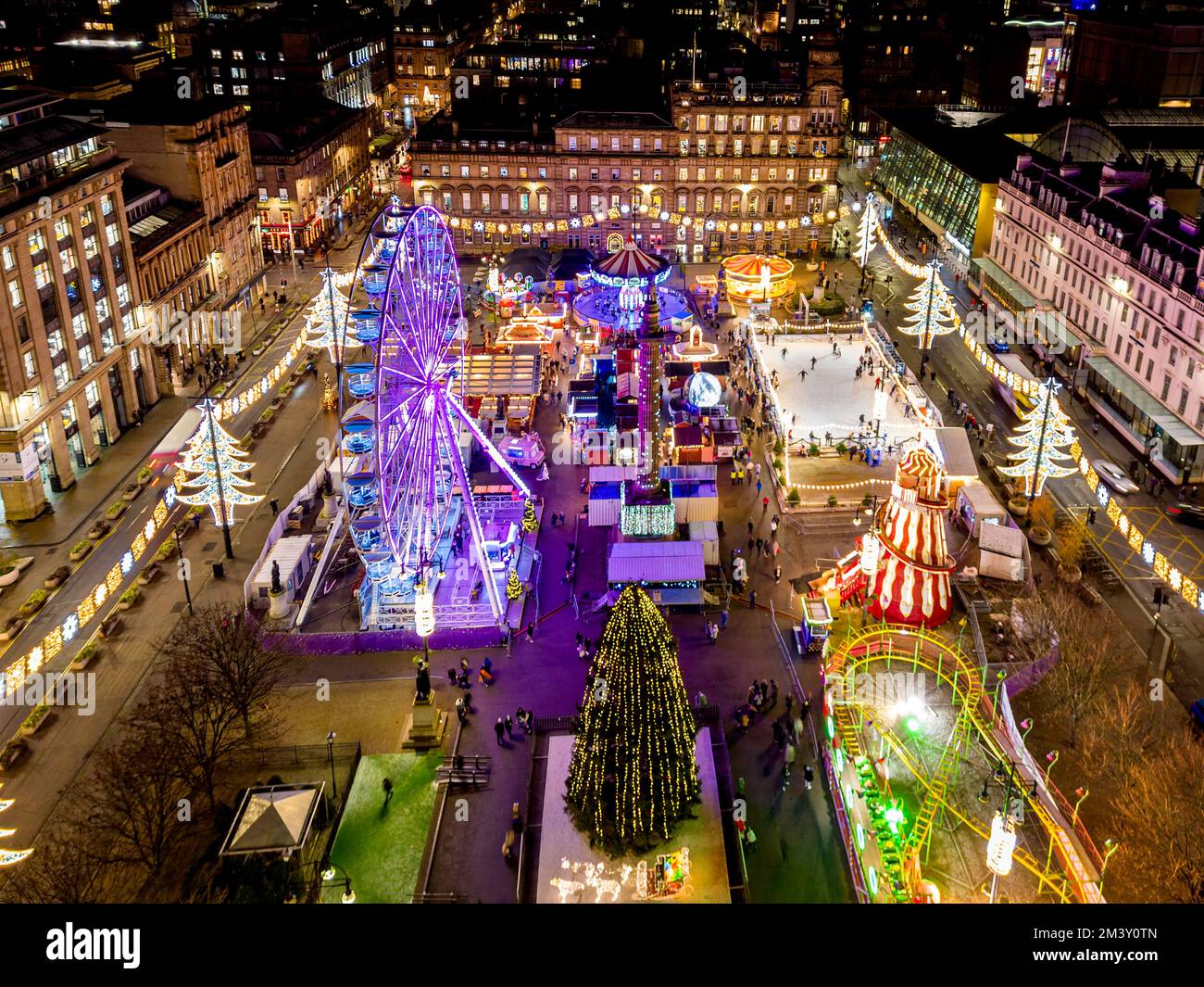 Glasgow Christmas Lights, George Square, Glasgow, Scozia, Regno Unito Foto Stock