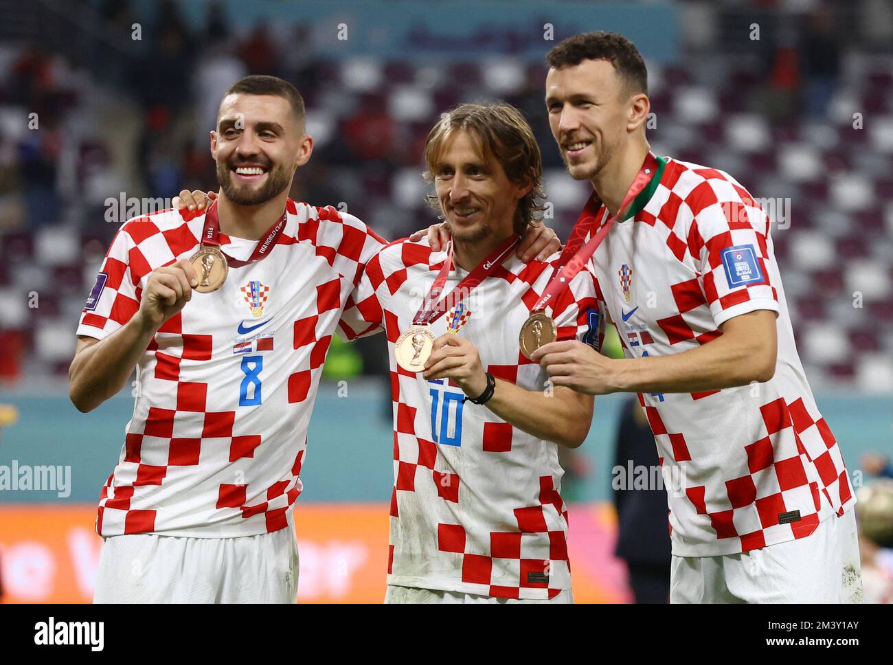 Calcio Calcio - Coppa del mondo FIFA Qatar 2022 - terzo posto Playoff -  Croazia / Marocco - Khalifa International Stadium, Doha, Qatar - 17  dicembre 2022 Mateo Kovacic, Luka Modric e