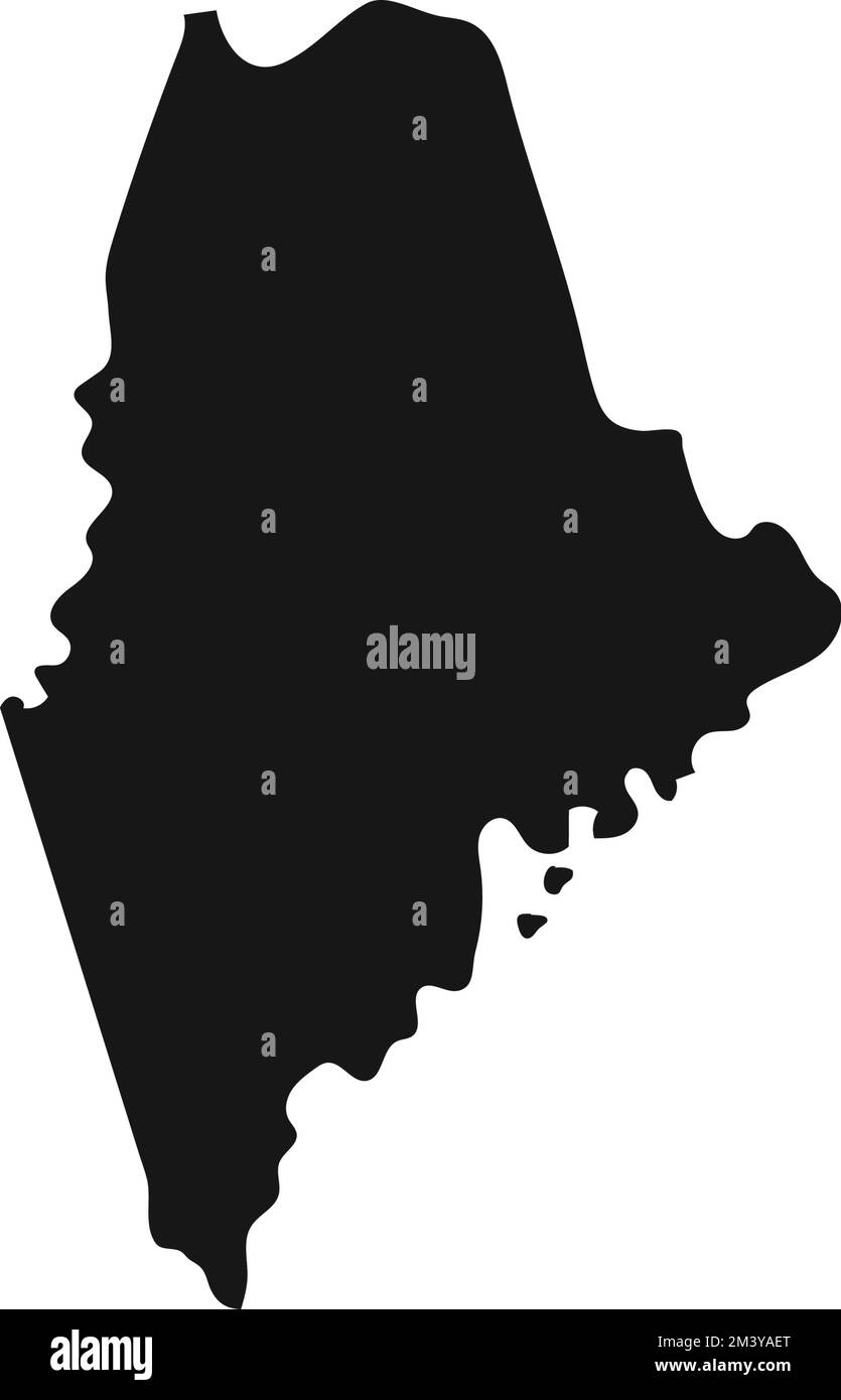 Sagoma nera semplificata del confine dello stato del Maine. Illustrazione Vettoriale