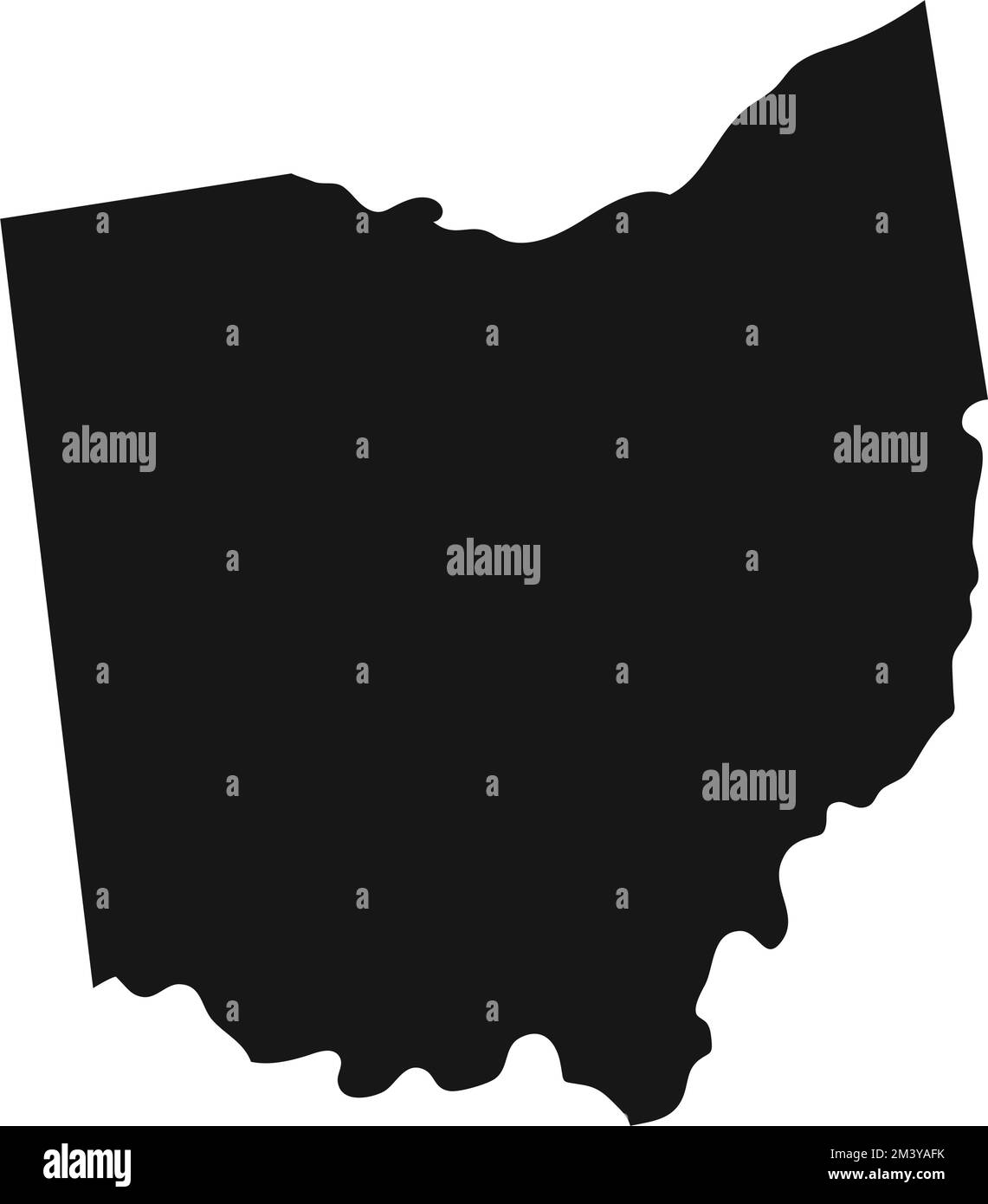 Silhouette del confine dello stato dell'Ohio. Illustrazione Vettoriale