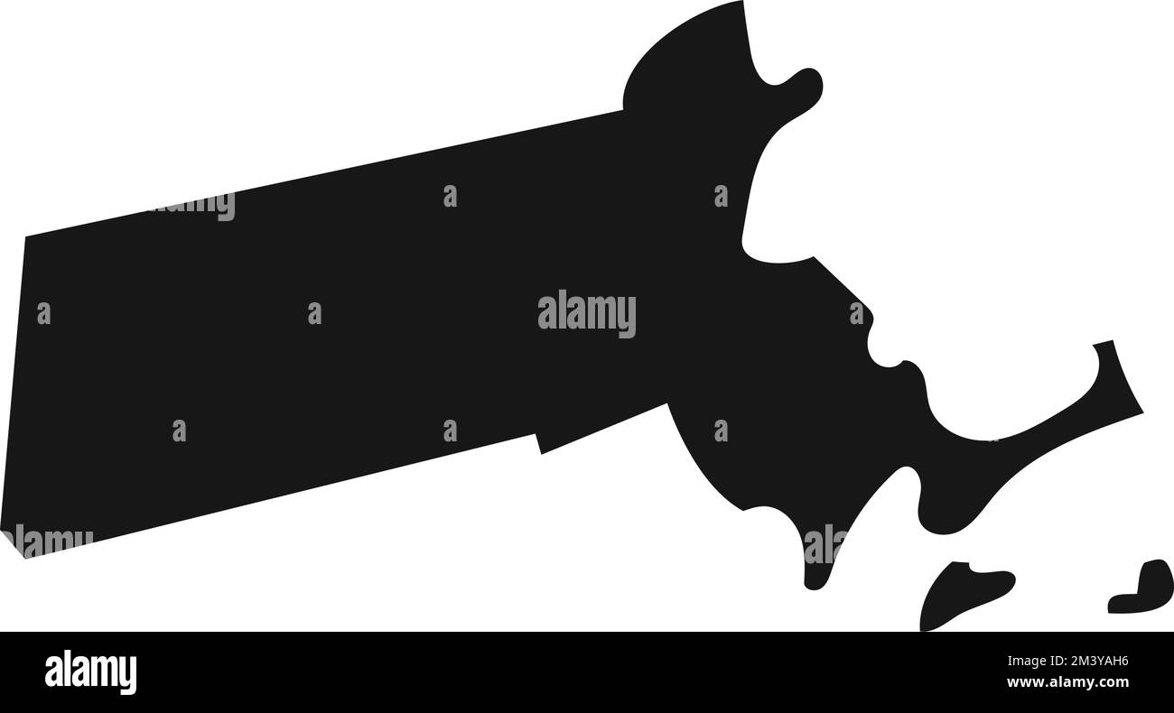 Silhouette del confine dello stato del Massachusetts. Illustrazione Vettoriale