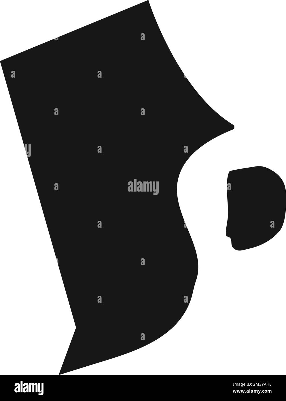 Silhouette nera semplificata del confine dello stato del Rhode Island. Illustrazione Vettoriale