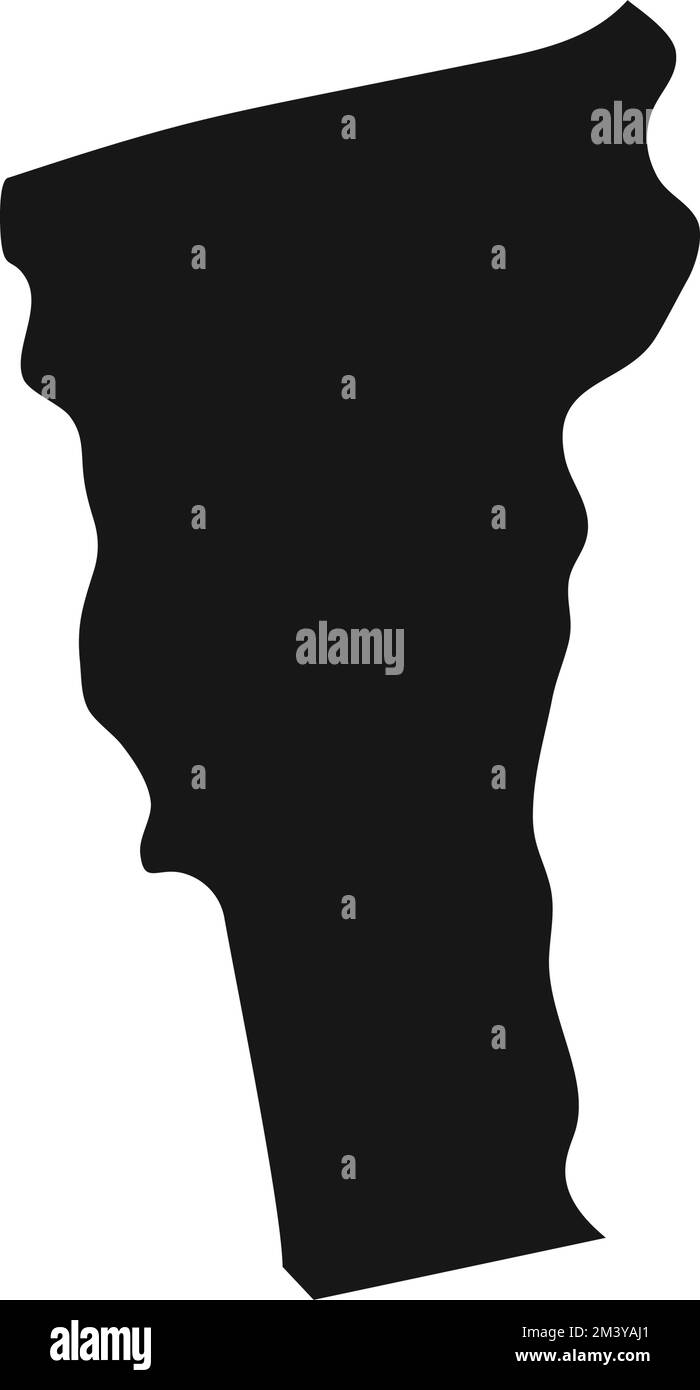 Sagoma nera semplificata del confine dello stato del Vermont. Illustrazione Vettoriale