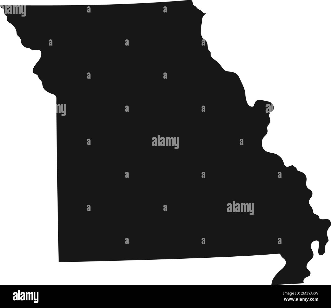 Silhouette del confine dello stato del Missouri. Illustrazione Vettoriale
