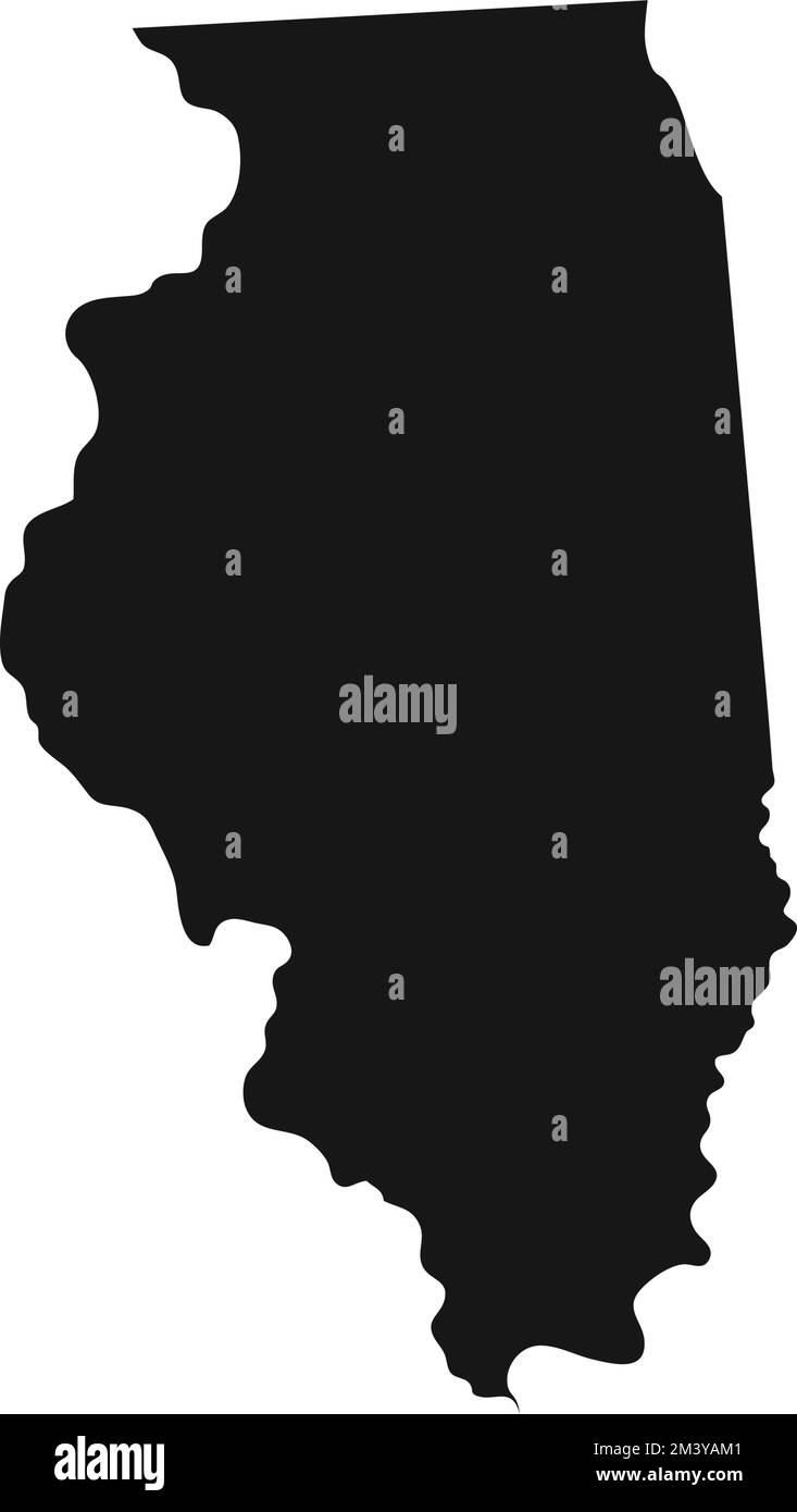Silhouette del confine dello stato dell'Illinois. Illustrazione Vettoriale