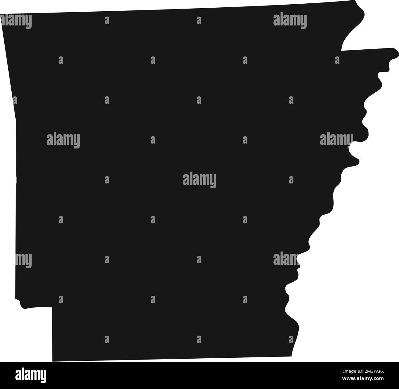 Silhouette del confine dello stato dell'Arkansas. Illustrazione Vettoriale