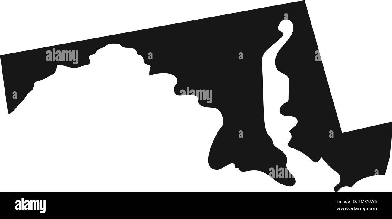 Silhouette del confine di stato del Maryland Illustrazione Vettoriale