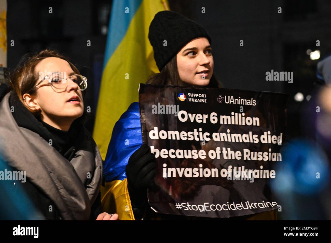 Londra, Regno Unito. 17th dicembre 2022. Protesta Ucraina - Stop Ecocide Ucraina decine di migliaia di persone e animali uccidono dopo l'invasione russa dell'Ucraina nel 17th dicembre 2022,. I manifestanti ucraini grida per più armi "armare l'Ucraina come hai promesso" sono coraggiosi difenderanno il loro paese, non c'è bisogno che gli Stati Uniti/Regno Unito/NATO combatteranno per noi. Ti basterà armarci come ti prometti fuori da Downing Street. Credit: Vedi li/Picture Capital/Alamy Live News Foto Stock