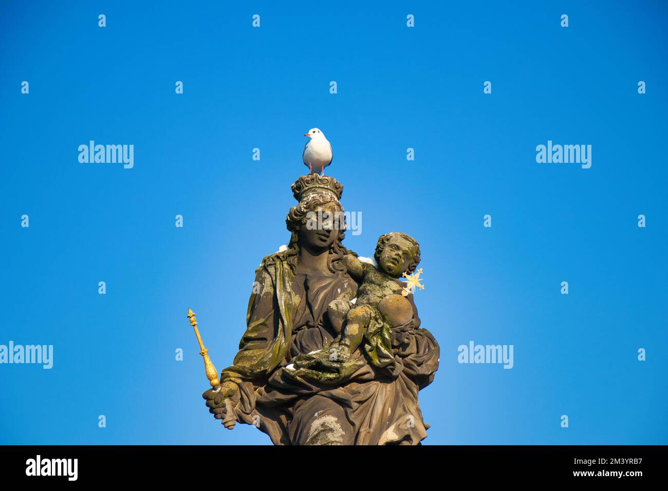 Statua della Madonna che si trova a San Bernard sul ponte Carlo, Praga. Repubblica Ceca. Foto Stock