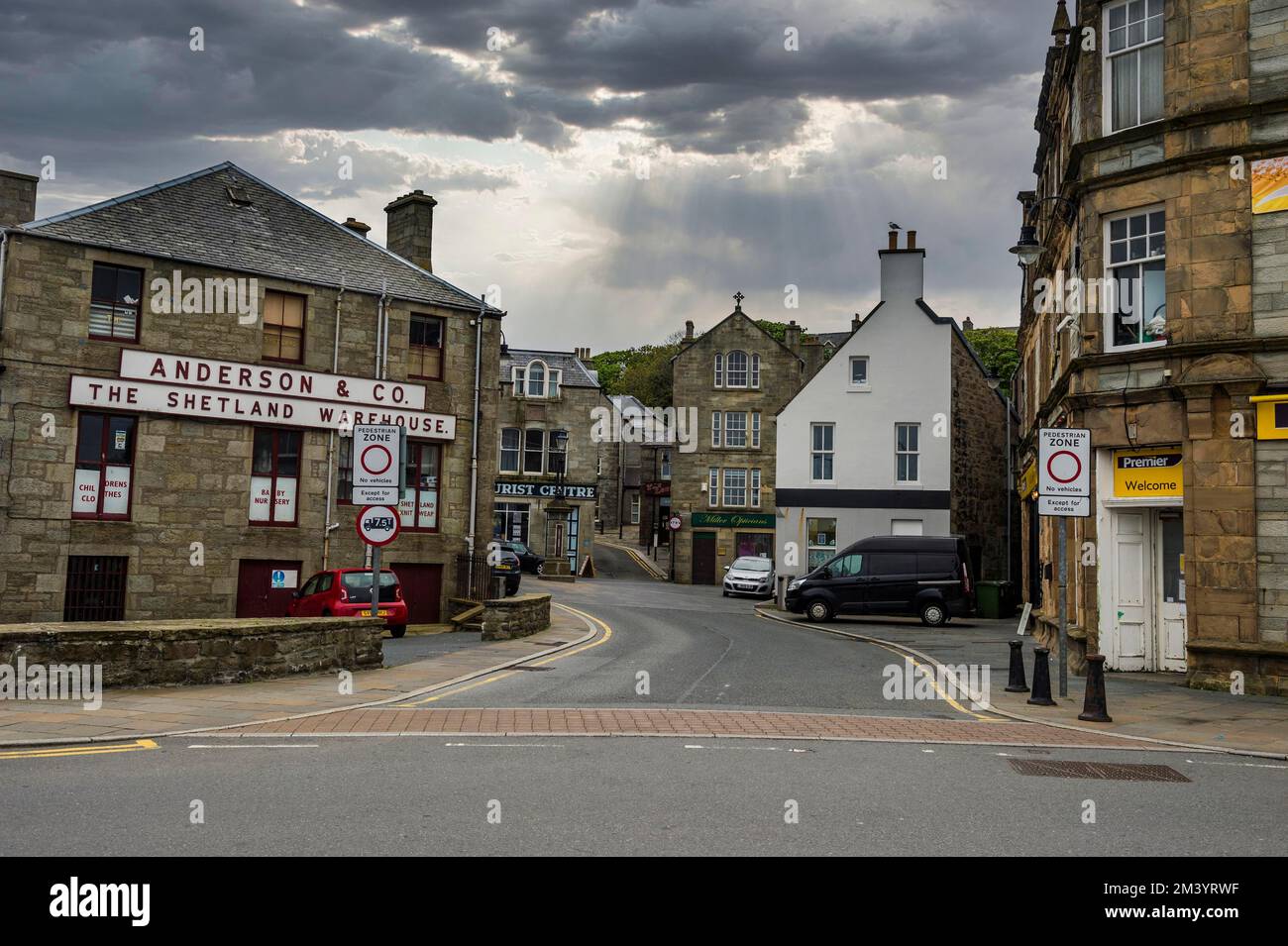 Lungomare di Lerwick, capitale, delle isole Shetland, Regno Unito Foto Stock