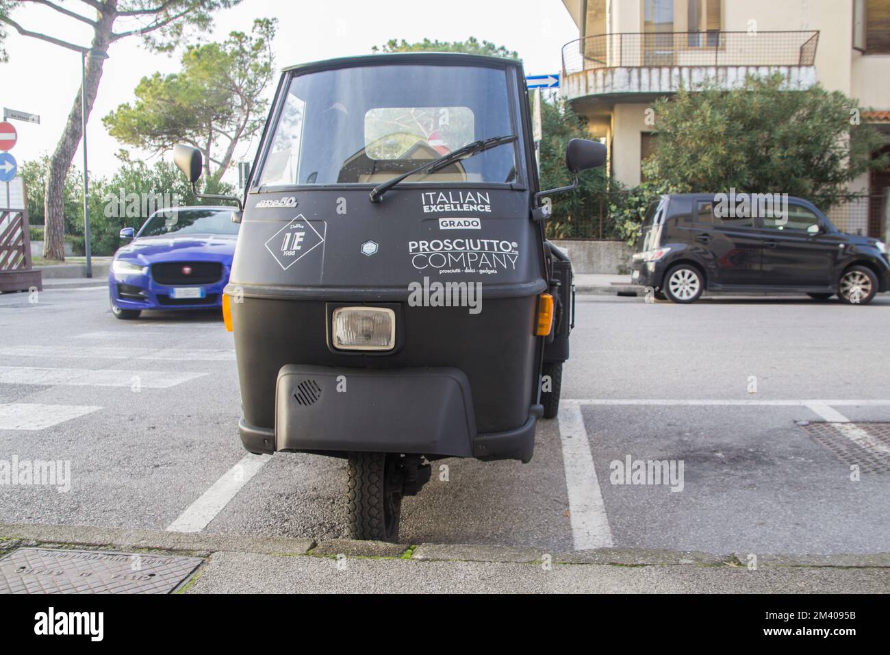 Vista frontale Piaggio Ape50 Foto Stock