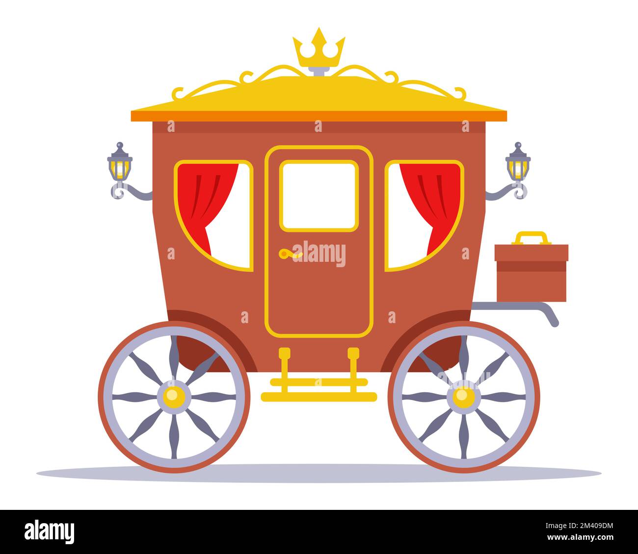 bella carrozza marrone del 19th ° secolo per il trasporto di passeggeri. illustrazione del vettore piatto Illustrazione Vettoriale