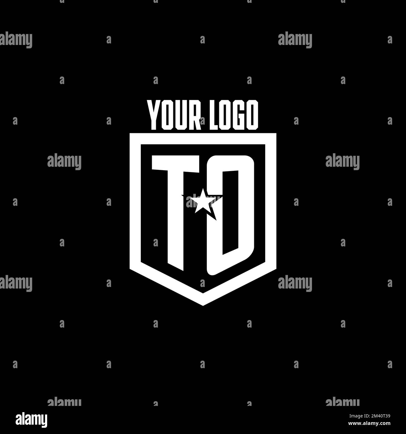 AL logo di gioco iniziale con lo scudo e l'ispirazione di design stile star Illustrazione Vettoriale