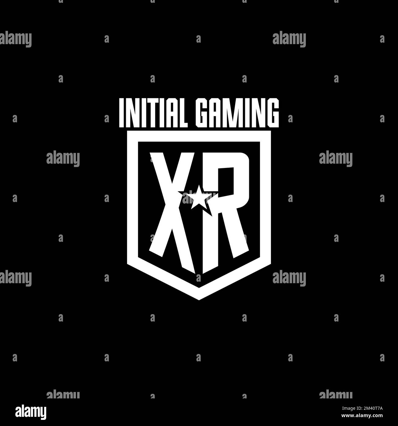 XR Initial gaming logo con scudo e ispirazione design stile star Illustrazione Vettoriale