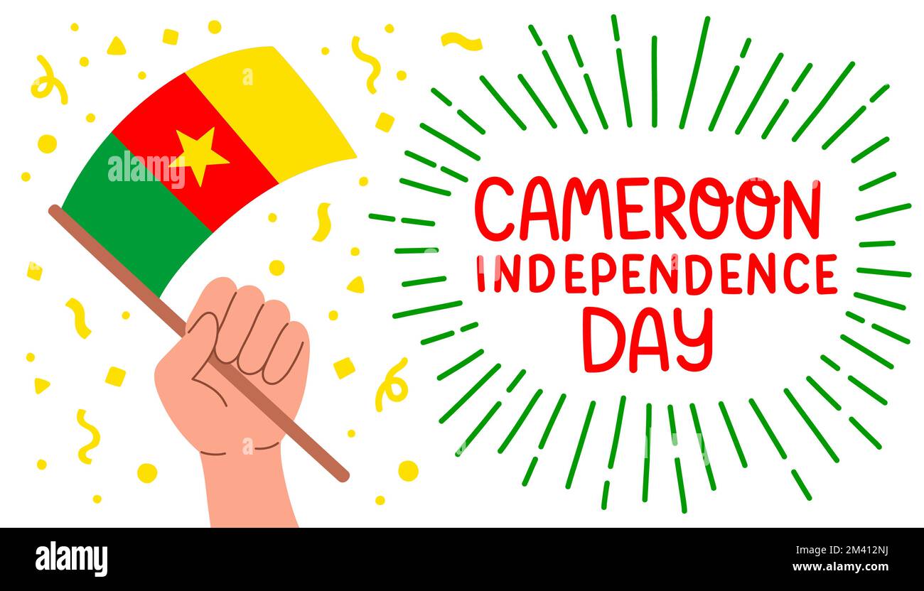 Camerun Independence Day Gennaio 1st Vector. Design per poster, banner, pubblicità, biglietto di auguri, elemento di design Illustrazione Vettoriale