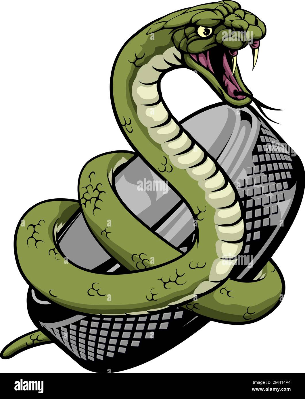 Snake Ice Hockey Team Sports Cartoon Mascot Illustrazione Vettoriale