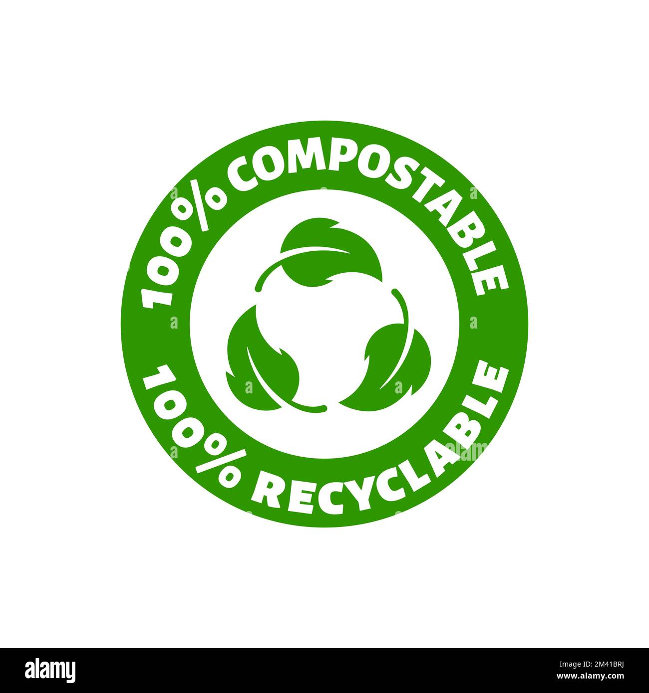 Riciclato verde riciclato biodegradabile compostabile circolare. Logo Vector eco bio Illustrazione Vettoriale