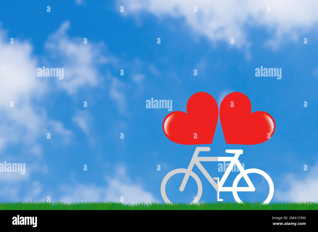 Cuori di carta rossa su sfondo cielo, giorno di San Valentino, anima gemella, romantico e cadere in amore concetto Foto Stock