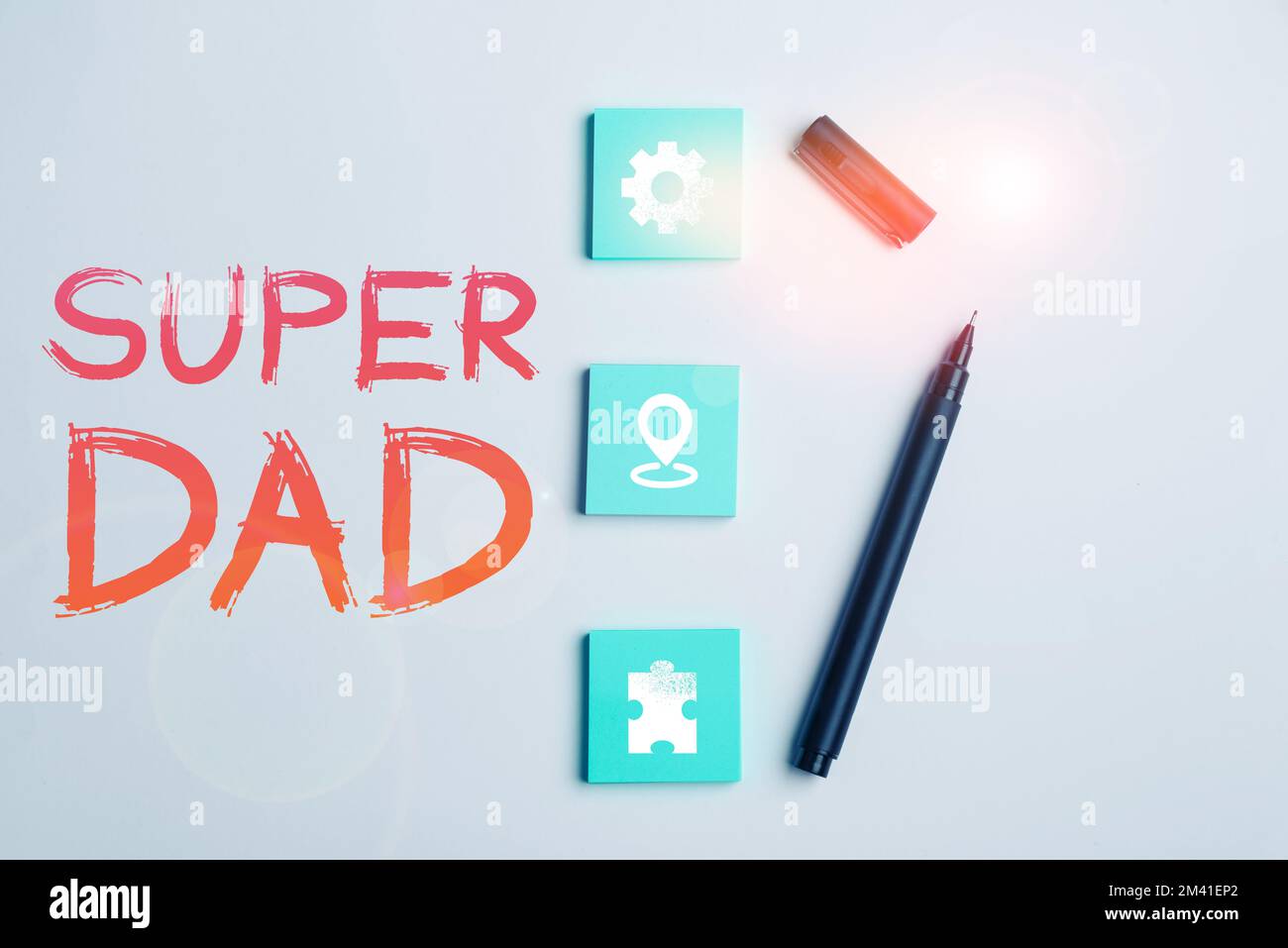 Scrittura a mano testo Super papà. Business approccio Bambini idolo e super eroe un'ispirazione da guardare Foto Stock