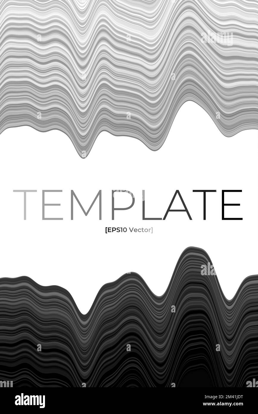 Modello di copertina. Può essere utilizzato come banner, volantini, poster, biglietti da visita, brochure. Design artistico in colori grigi. Elegante illustrazione vettoriale. Illustrazione Vettoriale