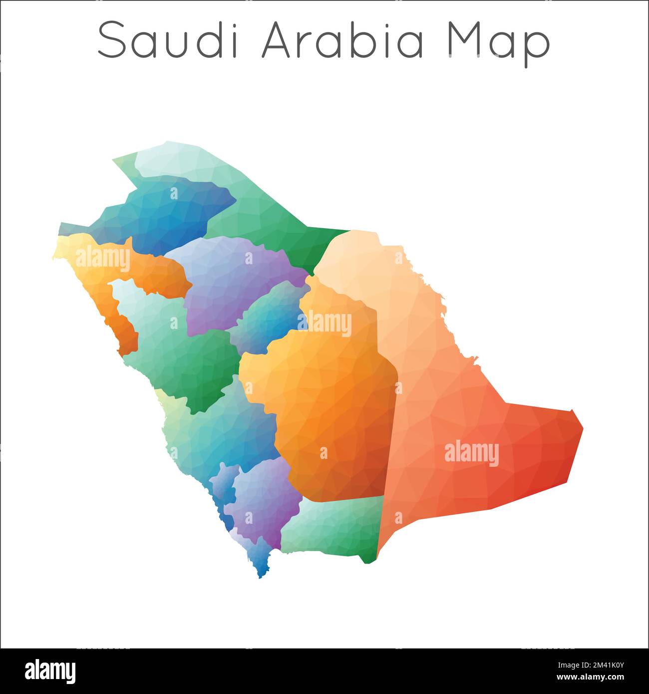Bassa mappa poly dell'Arabia Saudita. Mappa geometrica poligonale in stile mosaico dell'Arabia Saudita. Illustrazione Vettoriale