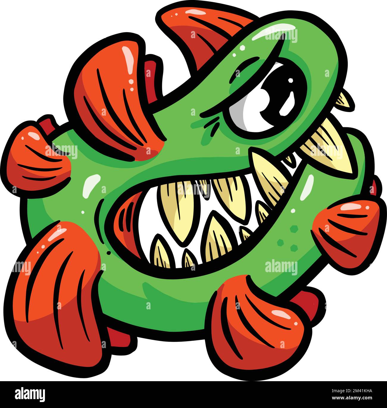 Pesce strano creatura di mare profondo con i grandi denti Cartoon personaggio in Vector Illustration Illustrazione Vettoriale