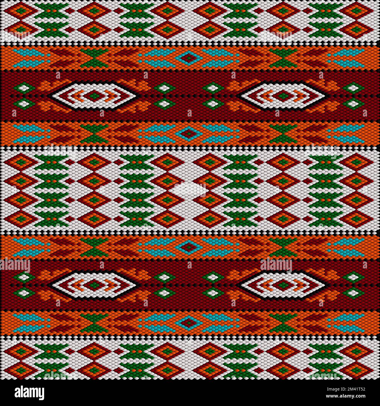 Ornamento, mosaico, etnico, modello folcloristico. È realizzato in colori luminosi, succosi e perfettamente coordinati. Illustrazione Vettoriale