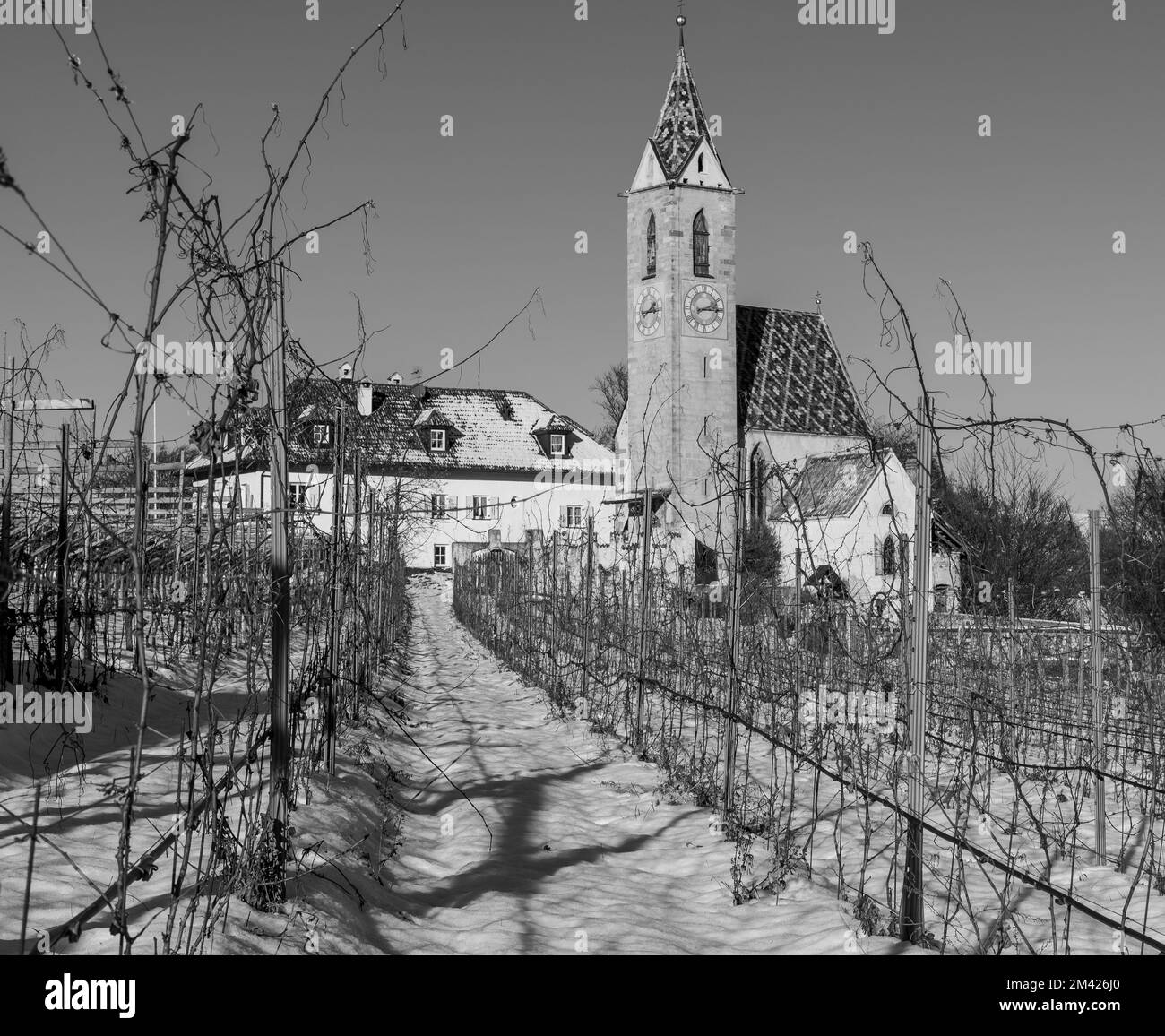 St Chiesa gotica Vigilius (15th ° secolo) nella frazione di Caldaro in Alto Adige - Altenburg (Castelvecchio) paese in Alto Adige - Italia settentrionale Foto Stock