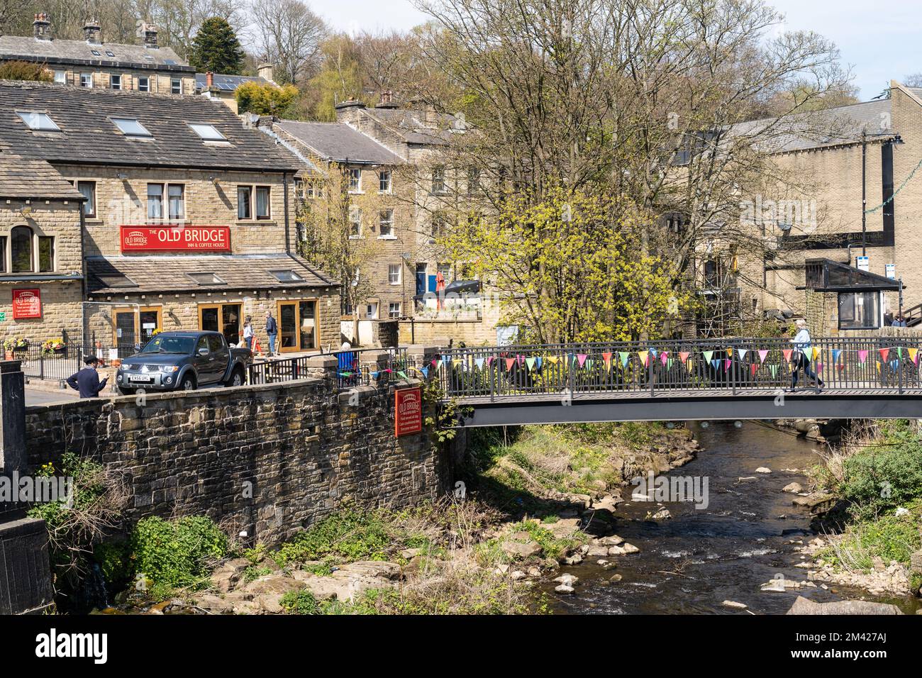 fiume holme a holmfirth Foto Stock